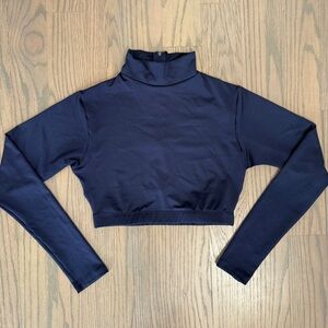Women's Navy Long Sleeve Turtleneck Top